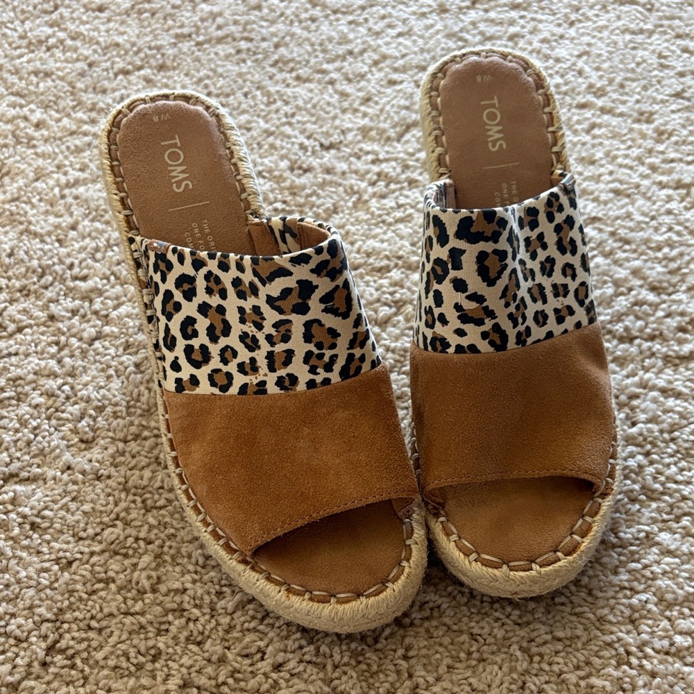 TOMS Women's Leopard and Brown Espadrilles